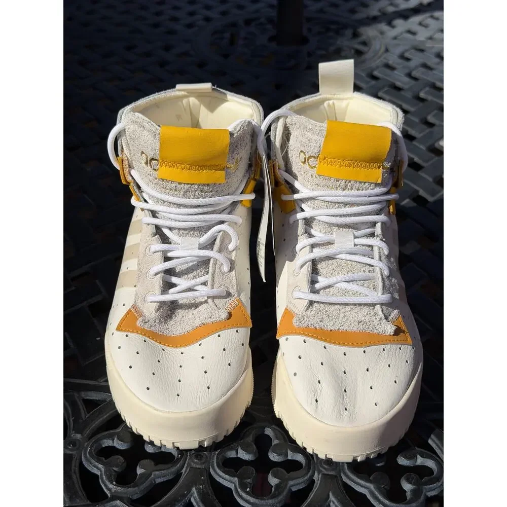 adidas Men Rivalry Rm High Top White Mustard Yellow Basketball F34144 Size 6 NWT